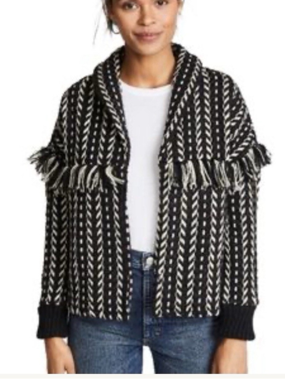 Anthropologie Cupcakes & Cashmere Black and White Tweed Jacket  L
